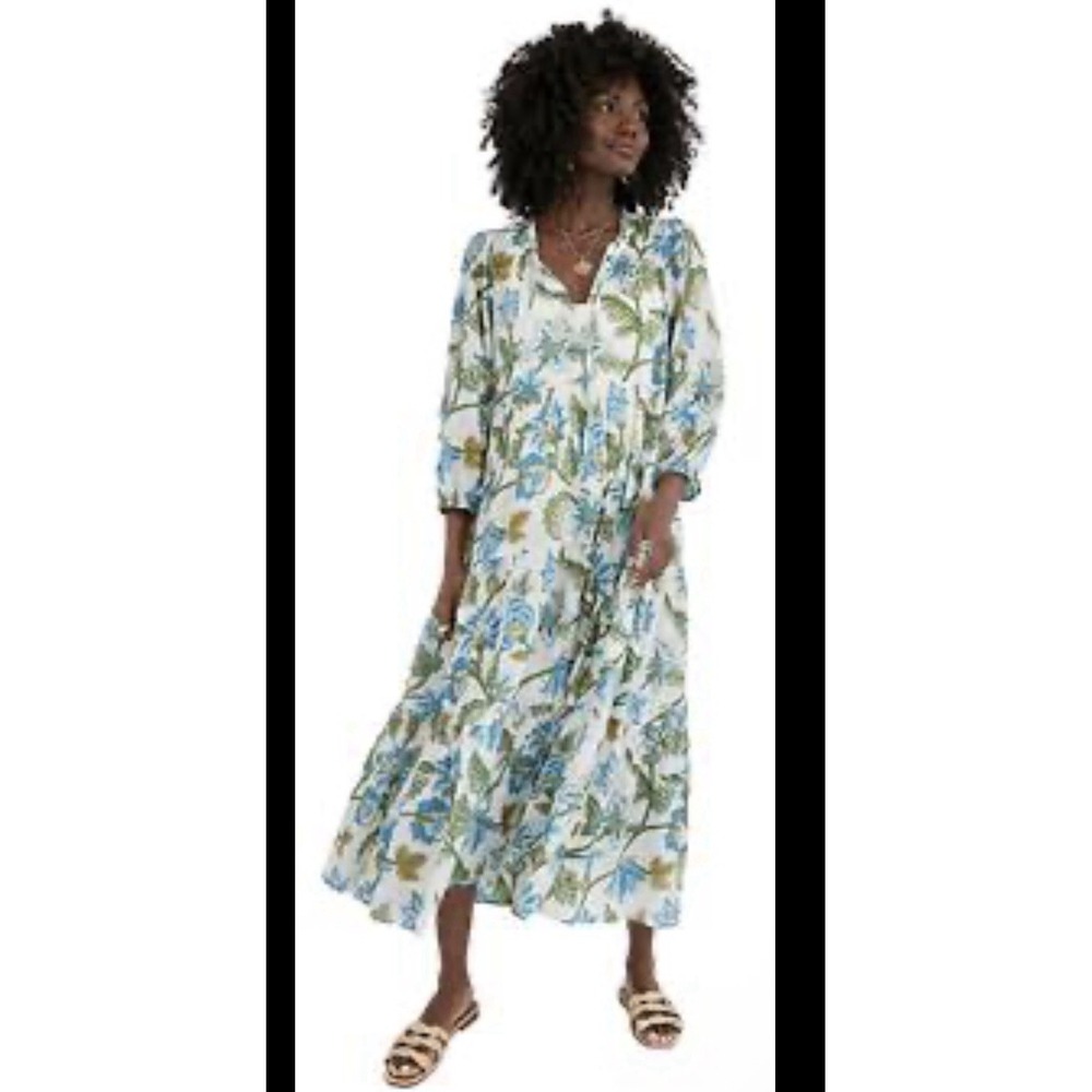 Tuckernuck S Sea Glass Chintz Salty Paloma Caftan Maxi Dress Blue Green Floral